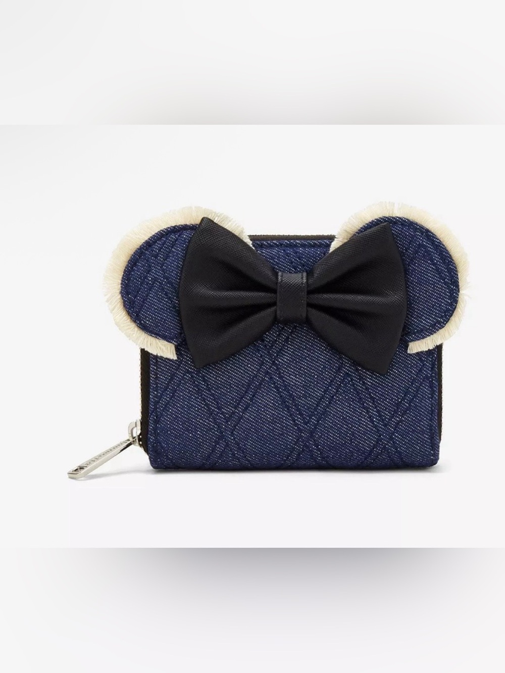 Loungefly Navy Denim Mouse Ear Wallet with Black Bow